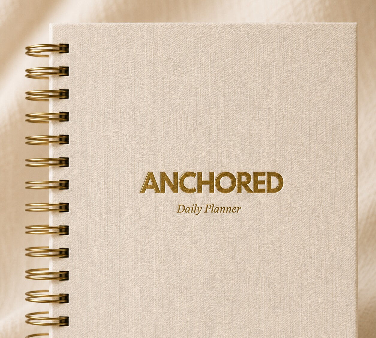 The Anchored 1-Year Planner, ivory linen cover with gold foil lettering